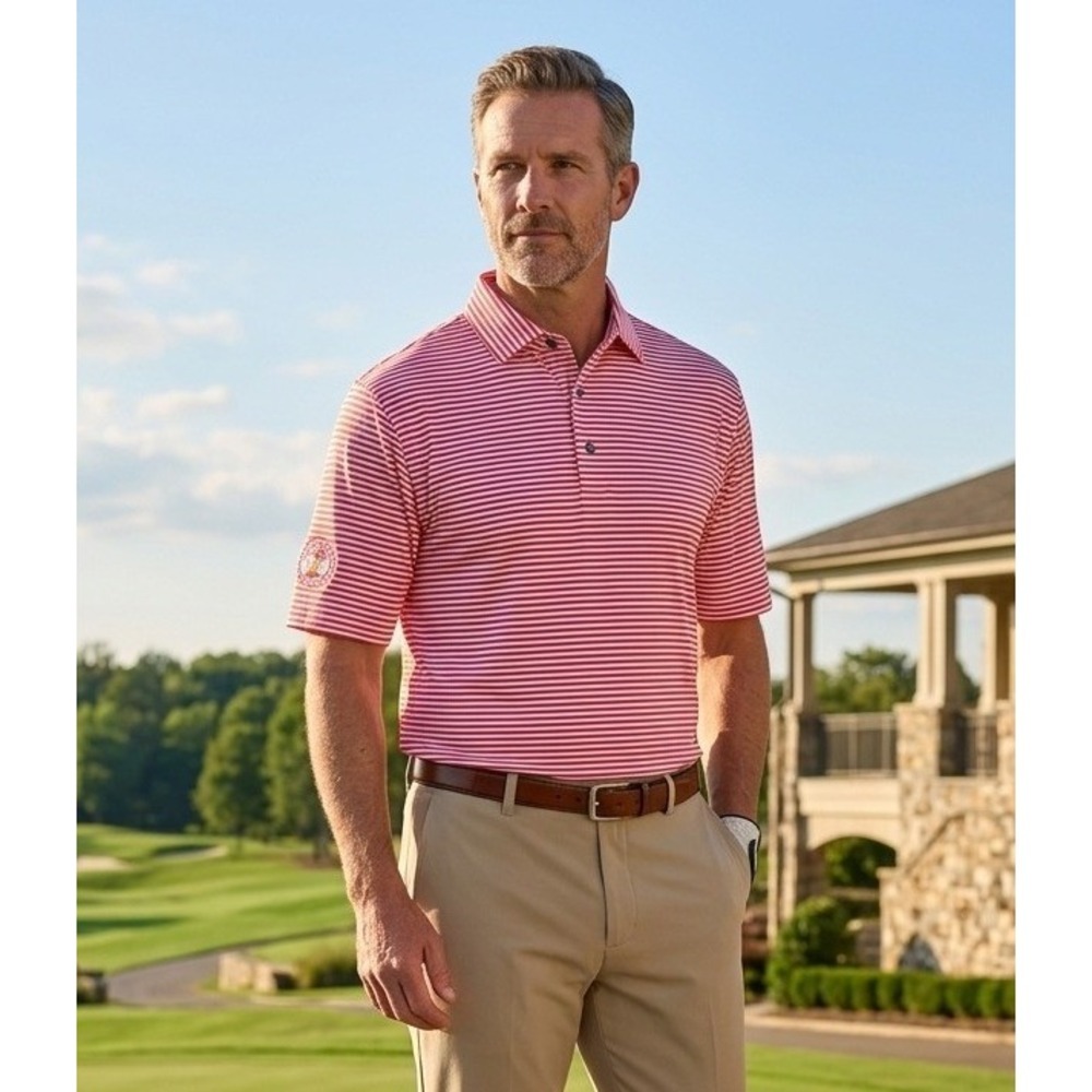 FootJoy Men's ProDry Striped Golf Polo Shirt Size XL Pink White Sport Preppy NWT